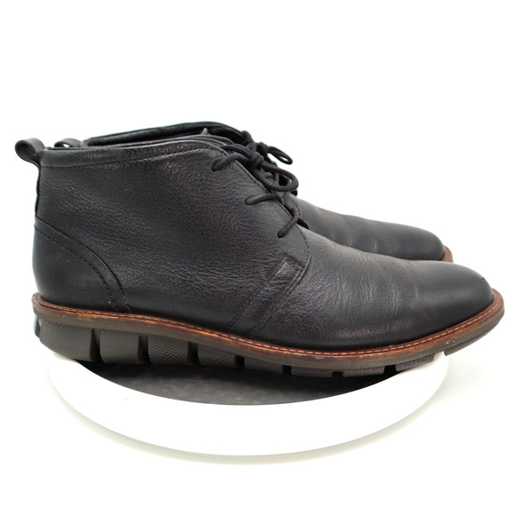 Ecco Jeremy Hybrid Chukka Boots Men Size 10 10.5 US, 44 EU Black Leather Mid Top - Picture 1 of 13